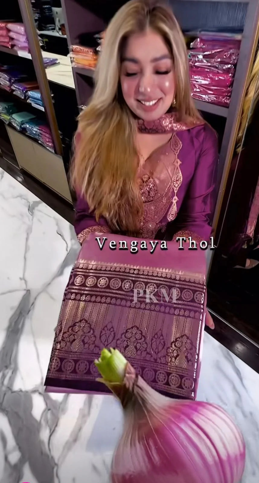VenGaya Thol Banarasi Saree(Buy 1 Get 1 Free)